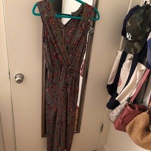 Olive green & floral Jumpsuit